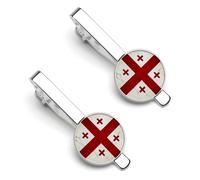 Set di 3 fermacravatte con croce cattolica di Gerusalemme per uomo, fermacravatta rotondo in argento, fermacravatta, 2 fermacravatte per matrimonio, anniversario, affari, laurea