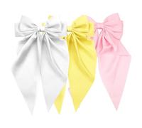 Set di 3 fermagli per capelli alla moda in tessuto con grande nastro per donne e ragazze, per feste di fine anno, acconciatura, accessori eleganti con fiocco grande