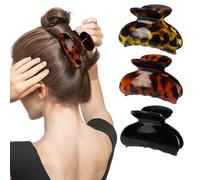 Set di 3 fermagli per capelli, fermaglio per capelli leopardato in plastica nera, fermagli per capelli da donna e ragazza 7 cm x 4 cm