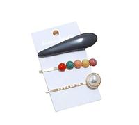 Set di 3 fermagli per capelli semplici in resina, con perle artificiali, rotonde, con una parola, accessori per capelli, colore grigio, pratici e attraenti