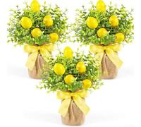 Set di 3 fiori artificiali di limoni per tavolo da pranzo e soggiorno, set di composizioni di fiori finti