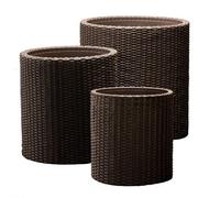 SET DI 3 FIORIERE CILINDRICHE KETER S+M+L - MARRONI - KT 66 4787