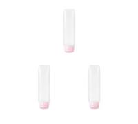 Set di 3 flaconi da viaggio per gel doccia e dentifricio, riutilizzabili, a prova di perdite, dispenser comprimibile, accessori per tubi, 50 ml, rosa