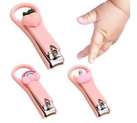 Set di 3 forbici per unghie per neonati, set per unghie in acciaio inossidabile, adatto a neonati, lattanti e bambini, forbici per unghie per neonati (rosa).