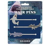 Set di 3 forcine per capelli a forma di squalo - Grande martello bianco e squalo balena