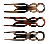 Set di 3 forcine per capelli a forma di U da donna, a lisca di pesce, set di fermagli per capelli in resina leggera, 3 colori, 7,1 x 1,6 cm, 1,7 g, tenuta delicata per acconciature quotidiane