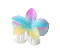Set di 3 forcine per capelli eleganti e alla moda, per capelli grandi, 8 cm, con fiori di plumeria, 13 cm, quadrati, opachi, accessori per capelli da donna (rosa/blu-giallo)
