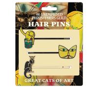 Set di 3 forcine per capelli ""Great Cats of Art"" della Unemployed Philosophers Guild - Con felini di Matisse, Klee e Steinlen