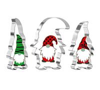 Set di 3 formine per biscotti a forma di gnomo, in acciaio inox, grande Natale, a forma di Babbo Natale