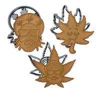 Set di 3 formine per biscotti a forma di marijuana