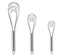 Set di 3 frusta piatta in acciaio inox, professionale Plus frusta a filo piatto per uova, miscelazione, frusta, schiumatura e agitazione - Cucina Egg Whisk