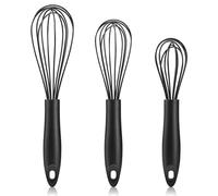 Set di 3 fruste in silicone, resistenti al calore, antigraffio, in acciaio inox e silicone, per cucinare, frusta da cucina per pentole antiaderenti, frusta per uova a palloncino, perfette per