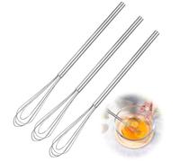 Set di 3 fruste piccole, mini frusta, frusta, in acciaio inox di alta qualità, manico da 16 cm, gadget da cucina, per mescolare, frustare, montare e mescolare, argento