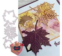 Set di 3 fustelle da taglio in metallo a forma di foglia d'acero, 3 pezzi, stencil per decorazioni in rilievo per fai da te, album di ritagli, album di ritagli, decorazioni in rilievo, biglietti e