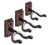 Set di 3 ganci da parete per chitarra, ukulele, chitarra elettrica, acustica, basso, mandolino e banjo, in legno di noce nero