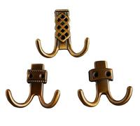 Set di 3 ganci da parete resistenti, appendiabiti a doppio gancio, in bronzo antico, for ingresso, armadio, garage, asciugamani appesi(Bronze)