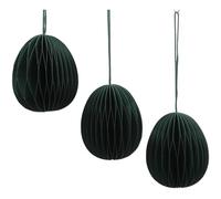 Set di 3 ganci decorativi Honeycomb, carta Honeycomb, carta - decorazione pasquale, uovo a nido d'ape in carta velina, uovo di Pasqua in carta/cartone verde scuro, magnetico, contenuto della