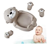 Set di 3 giocattoli da bagno per la lontra con 1 madre e 3 cuccioli di lontra, simpatici giocattoli galleggianti in gomma impilabili per bambini piccoli, divertimento per il bagnetto facile da p