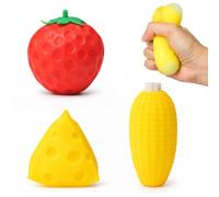 Set di 3 Giocattoli Squishy: Fragola, Formaggio e Pannocchia, Fidget Toy a Lenta Risalita in Schiuma, Giocattolo Antistress e Sensoriale per Bambini e Adulti, Ideale per Scuola, Ufficio e Casa