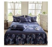 Set di 3 gonne da letto in pizzo, 1 gonna da letto + 2 federe senza anima for cuscini, biancheria da letto for tutte le stagioni con stampa floreale.(Color-02,120x200cm)