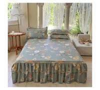 Set di 3 gonne da letto stampate, morbide, comode e traspiranti, 1 gonna da letto + 2 federe senza anima.(Deep green,150x200cm)