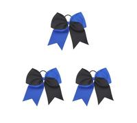 Set di 3 grandi fasce per capelli con nodo elastico di colore abbinato, regolabile, senza strappi, stile preppy, elastici per coda di cavallo, per ragazze, blu e nero