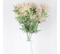 Set di 3 grandi fiori di crisantemo artificiali, per un totale di 9 teste di fiori con stelo lungo, per decorazione autunnale e matrimonio, lunghezza totale 75 cm (champagne)