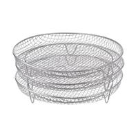 Set Di 3 Griglie Impilabili For Friggitrice Ad Aria - Cestelli In Rete In Acciaio Inossidabile 304, Multiuso For Friggitrice Ad Aria, Vaporiera, Forno, Grill E Vaporiera(Square)