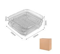 Set Di 3 Griglie Impilabili For Friggitrice Ad Aria - Cestelli In Rete In Acciaio Inossidabile 304, Multiuso For Friggitrice Ad Aria, Vaporiera, Forno, Grill E Vaporiera(Square)