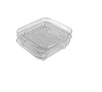 Set di 3 griglie impilabili for friggitrice ad aria - Cestelli in rete in acciaio inossidabile 304, multiuso, compatibili con vaporiera, forno, grill(Square)