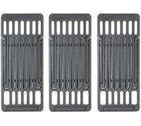 Set di 3 griglie regolabili in ghisa, 15 cm di larghezza, universali, di ricambio, per barbecue, si estendono da 35,5 cm a 50,8 cm di profondità