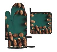 Set di 3 guanti da forno a forma di pigna e presina, resistenti al calore e isolati guanti da forno da cucina per cucinare.
