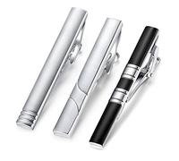 Set di 3 Honey Bear Fermacravatte Uomo per cravatta di dimensioni normali,Acciaio Inox, Ferma Cravatta per Regalo di Nozze D'affari,5.4cm,argento nero (5,4 cm per cravatta normale senza scatola)