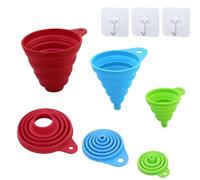 Set di 3 imbuti in silicone, imbuto pieghevole in silicone, imbuto portatile, imbuto pieghevole per trasferimento di liquidi in cucina (piccolo/medio/grande) con 3 ganci