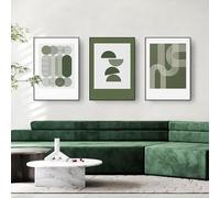 Set di 3 immagini per piante, con linea geometrica, per il soggiorno, senza cornice (50 x 70 cm, B)