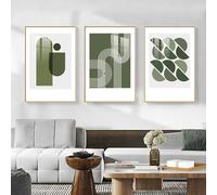 Set di 3 immagini per piante, con linea geometrica, per il soggiorno, senza cornice (60 x 90 cm, C)