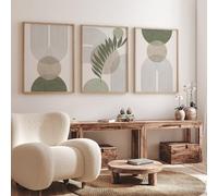Set di 3 Immagini Verde Salvia Botanico Astratto Boho Geometria Arte da Parete Pittura su Tela Nordico Poster e Stampe Immagini Murali Decorazione Del Soggiorno-50*70Cm (20*27Inch) Senza Cornice