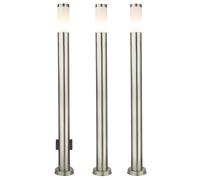 Set di 3 lampade a LED per esterni lampada da terra lampada da giardino acciaio inox argento prese IP44 H 110 cm