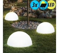 Set Di 3 Lampade LED Solari Da Giardino A Sfera Mezza Per Parete Bianche
