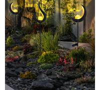 Set Di 3 Lampade Solari LED Da Esterno Decorazione A Stecco Fiamma Luna
