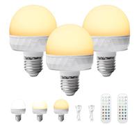 Set di 3 lampadine ricaricabili con telecomando, lampadine LED dimmerabili E27 con telecomando e magnete, lampade ricaricabili USB, lampadina per illuminazione di emergenza, campeggio, illuminazione