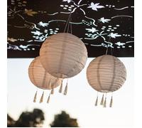 Set di 3 lanterne solari - LUMISKY - HIMALAYA - Ø30cm - Beige, crema e matrimonio festivo - LED bianco caldo