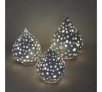 Set Di 3 LED Gocce SILVER STARS Stelle Argento H. 16 + 19 + 24cm Formano W25 [EEK: G]
