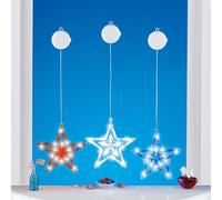 Set Di 3 LED Illuminato 4th Di Luglio Patriottico Stella Finestra Luci