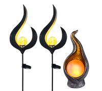 Set di 3 LED solare luci esterne bronzo giardino plug-in lampada decorativa fiamma con palla lampada solare decorazione giardino luci balcone