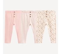Set di 3 legging a righe e fiori Rosa 9 mesi - 71 cm Floreale