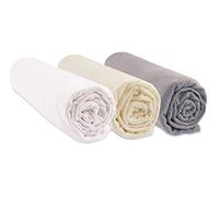 Set di 3 lenzuola, 70 x 160 cm, culla, 70 x 160, cotone organico | nocciola bianca cruda| estensibile e traspirante | sonno sano | Marchio Easy Dort | Certificato GOTS Oeko-Tex | Prodotto in Europa