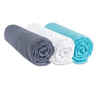 Set di 3 lenzuola da 70 x 140 cm, per lettino da bambino, 70 x 140 cm, 100% cotone jersey, grigio bianco turchese, estensibile, sonno sano, marchio Easy Dort, Oeko-Tex | Qualità | Made in Europe