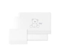Set di 3 Lenzuola per Mini Culla Neonato in CORALINA Oso Lazo bianco grigio · Lenzuolo Invernale Extra Caldo per Mini Lettino