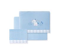 Set di 3 Lenzuola per Mini Culla Neonato in CORALINA Unicornio Nube blu · Lenzuolo Invernale Extra Caldo per Mini Lettino